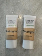 2X COUNT NEUTROGENA FLAWLESS MATTE CLEAR COVERAGE CREAM FOUNDATION PORCELAIN 2.0
