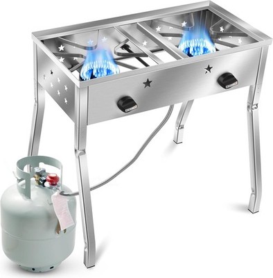 ARC Double Burner Propane Stove, Stainless Steel Camping Stove with 150,000 BTU