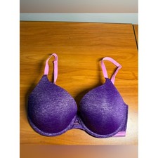 Victorias Secret Perfect Shape Bra Purple Space Dye Pink Trim Coquette 32DD