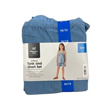 Member's Mark Girl's 2 Piece Easy Pull On Tank and Short Set, Chambray 6/6x