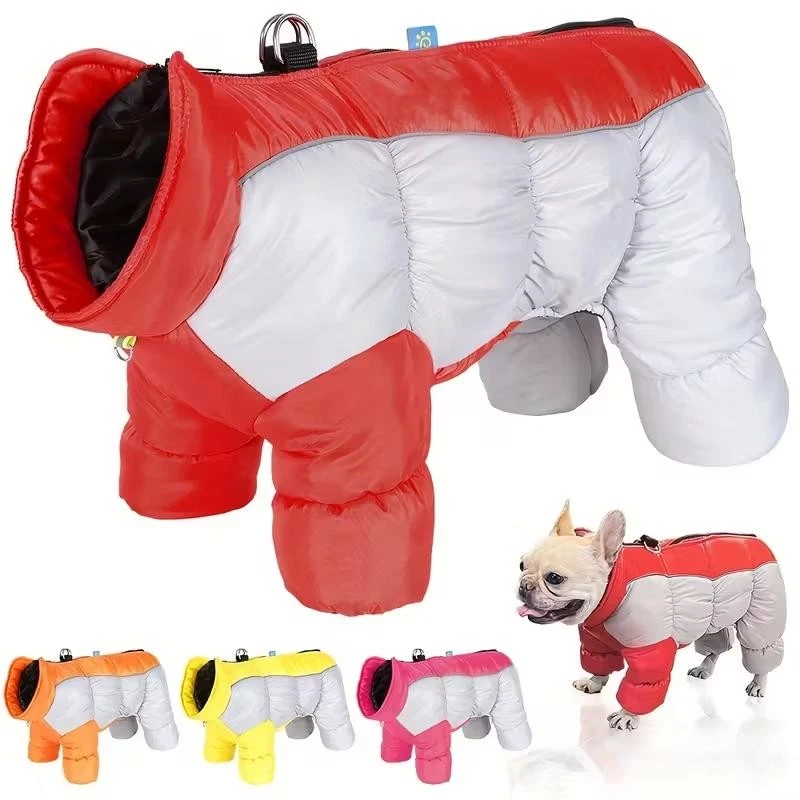 Thermal Winter Dog Jumpsuit Warm Reflective Four-legged Coat for Small Dogs - Image 4 of 4