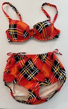 Vintage 60  s/70  s Bali Swim Abstract Graphic Bikini 34 B Union Made USA