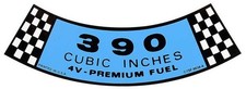 390 Cid Air Cleaner Decal For 1961-1971 Ford Thunderbird