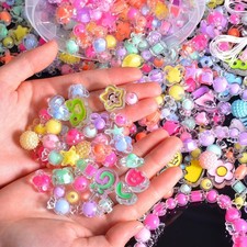 1 Lb Kawaii Acrylic Beads Set, DIY Bulk Pack, Cute Plastic Charm Beads for Brace
