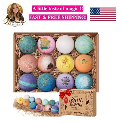 Bath Bombs for Women, 12 PCS Bath Set, Natural Bubble Bathbombs with Shea But...