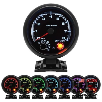 #ad 3.75quot; 95mm Tachometer 0 8000 Large RPM Gauge 7 Color Car AUTO Tacho Black $43.81
