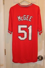 red St. Louis Cardinals Willie McGee (51) stitched pullover Mitchell & Ness jers