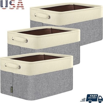 Durable Linen Storage Bins W/ Handles Organizing Clothes Books Kids Toys New