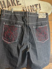 Y2K baggy Southpole premium embroidered black jorts Size 46 Streetwear Hip Hop