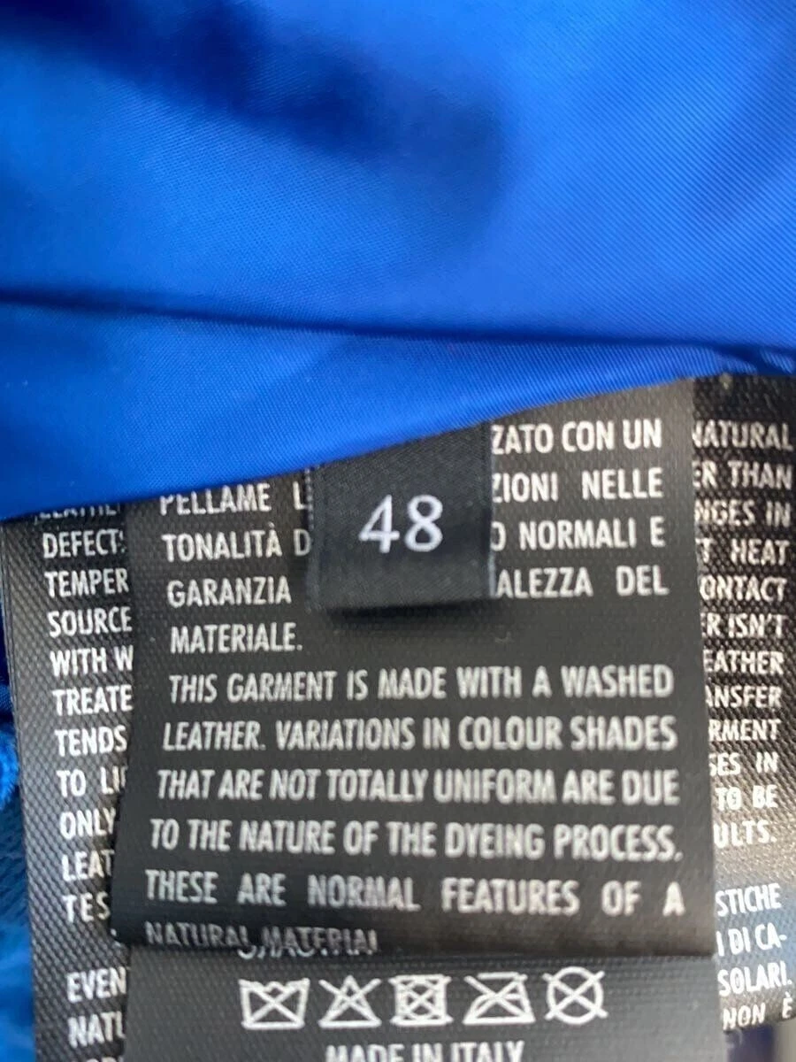 GUCCI Giacca di Pelle Blouson 48 Maiale BLU 354181