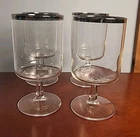 Set of 4 Vintage Federal Glass Executive Platinum Trim Water Goblet Box #101