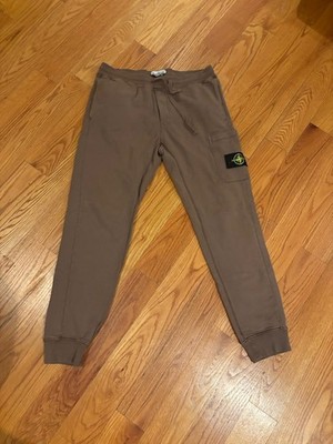 Size L - Stone Island Cotton Fleece Garment Dyed Sweatpants - Brown