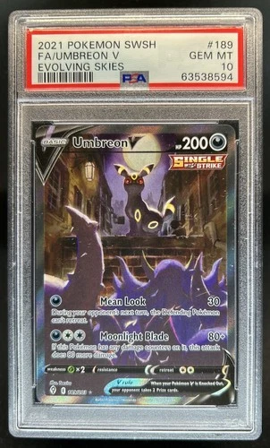 2021 Pokemon SWSH Evolving Skies Umbreon V #189/203 PSA 10 GEM MINT