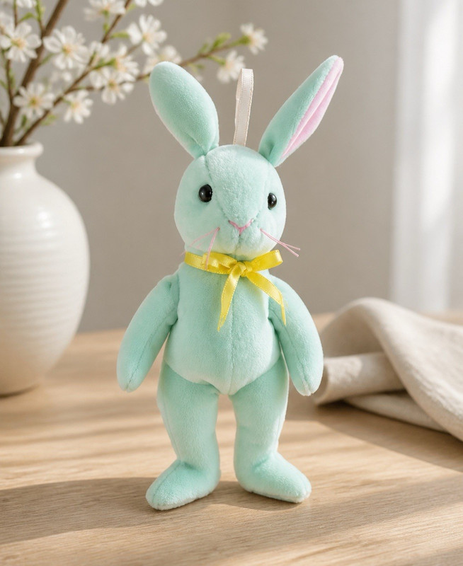 Ty Basket Beanies Hippity Rabbit Plush Beanie, Green Pink Yellow, Small, Easter