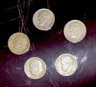 Lot of (5) 90% Silver Roosevelt Dimes - Mixed Dates