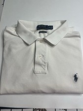 Polo Ralph Lauren White w Embroidered Pony Logo Short Sleeve Polo Shirt Sz XL