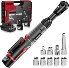 3/8" Cordless Ratchet Wrench Set, 60FT-LBS(80N.m) Electric Ratchet, 12V