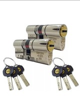 2X Yale Platinum 3 star Euro Cylinder Keyed Alike 6 keys, nickel 45-50 (A)