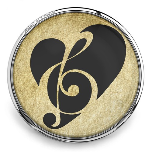 Farbe wählbar | Musik Herz Druckknopf Schmuck 18mm Druckknopf Akzente Ingwer Charm - Bild 20 von 26