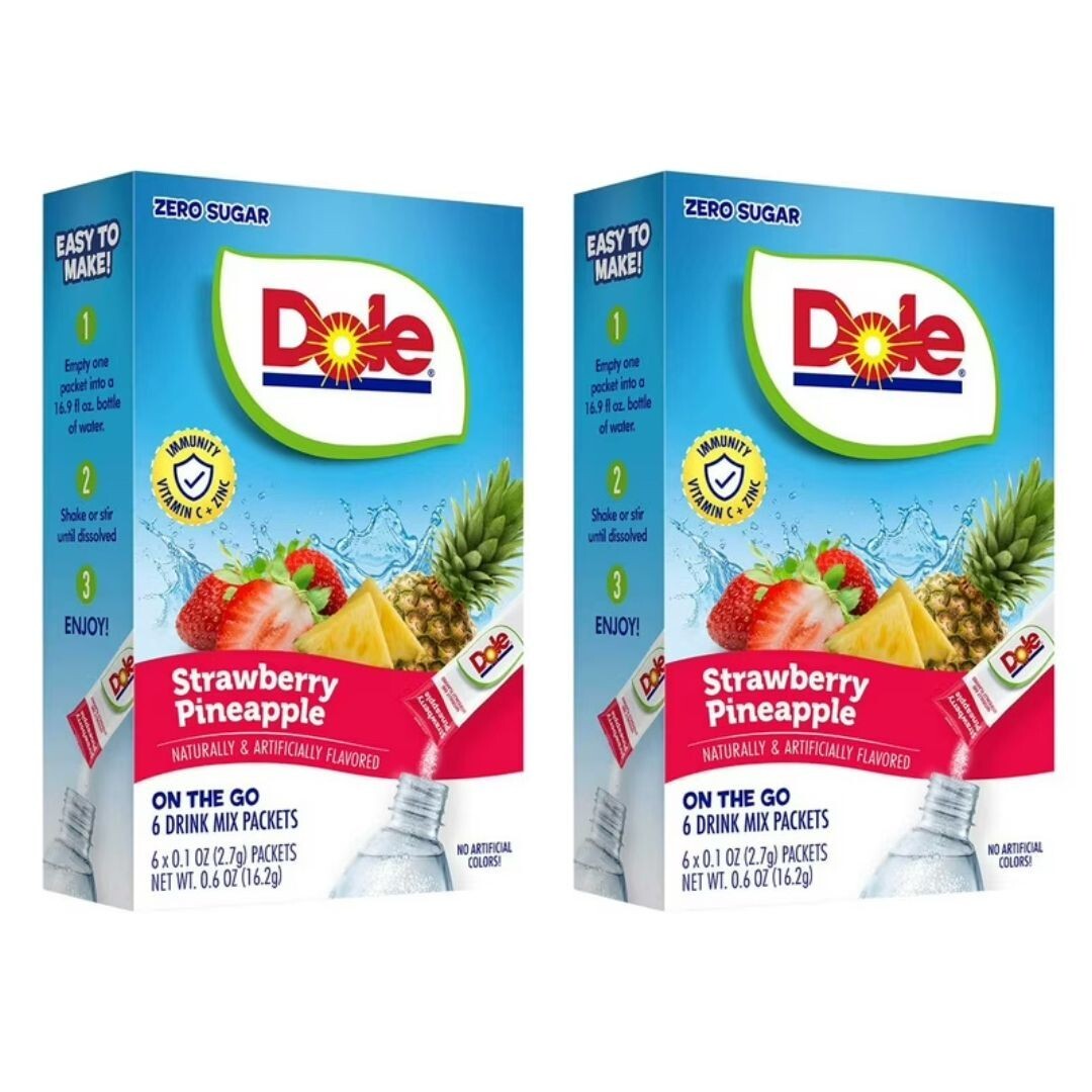 2x Packs Dole Strawberry Pineapple Sugar Free Drink Mix