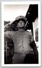 Photograph Picture Family Snapshot Vintage MIlitary Uniform Soldier Salute