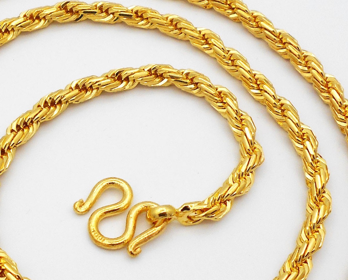 Men's Rope Chain 22K 23K 24K Thai Baht Gold Filled Yellow GP