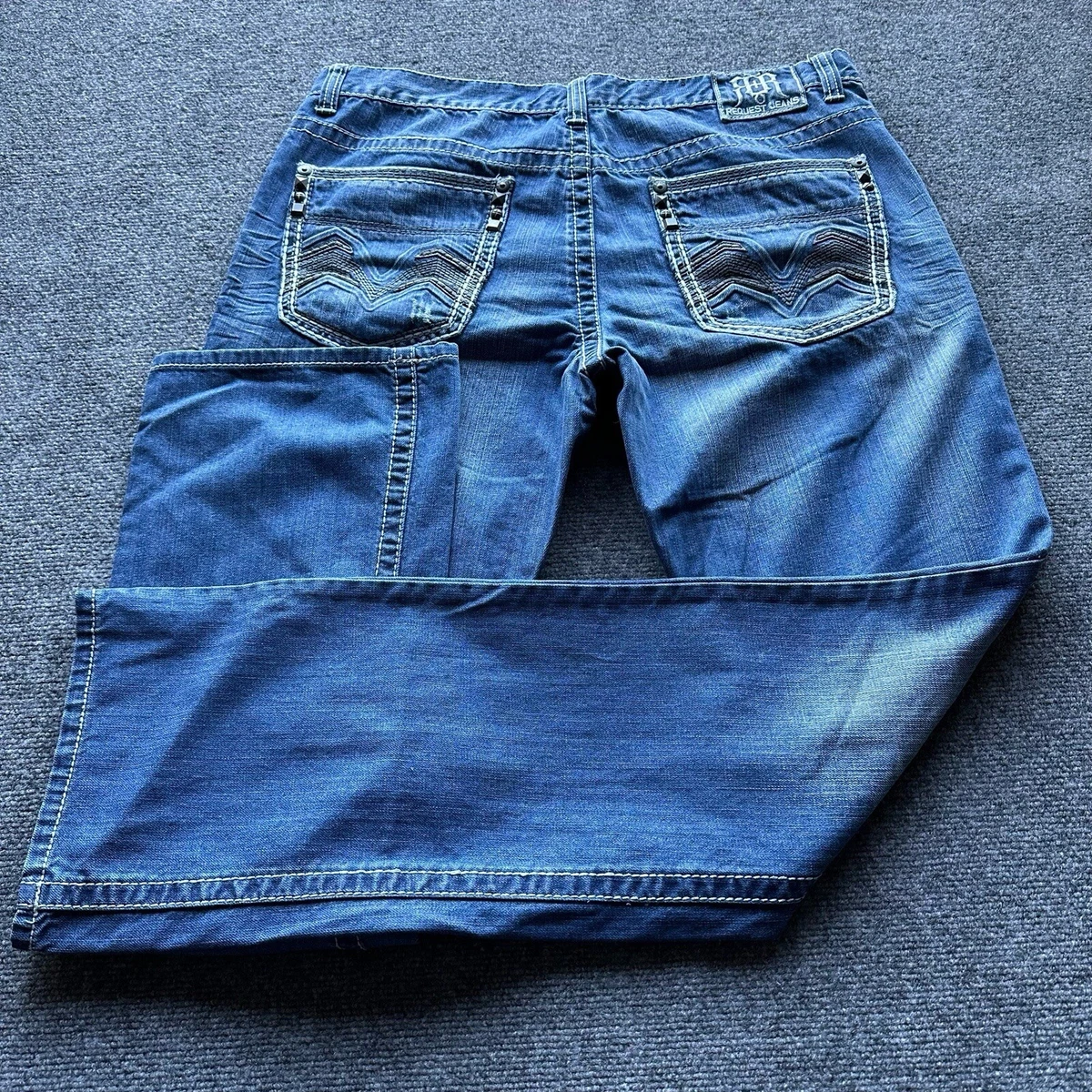 Request Jeans Premium Mens Size 36X34 Blue Denim Leg Mid Rise Five Pocket Cotton