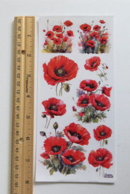 Violette Collection - RED POPPY - 1 Sheet NEW RELEASE Stickers #C253