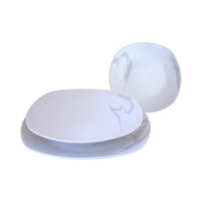 Servizio Piatti 18 Pezzi per 6 Persone Ink Bianco e Grigio in Porcellana