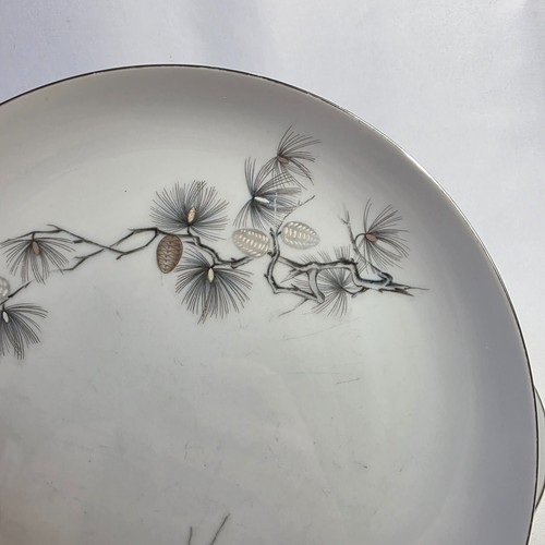 TWO Fine China of Japan Pine Song Dinner Plates Gray Pinecones & Needles - Picture 10 of 13