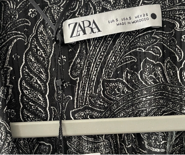 ZARA NWT LONG Black PAISLEY Printed DRESS Robe Wrap Style, S image 10