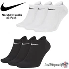 NIKE MENS WOMENS SOCKS NO SHOW LINER ANKLE TRAINING GYM RUNNING SOCK BLACK WHITE