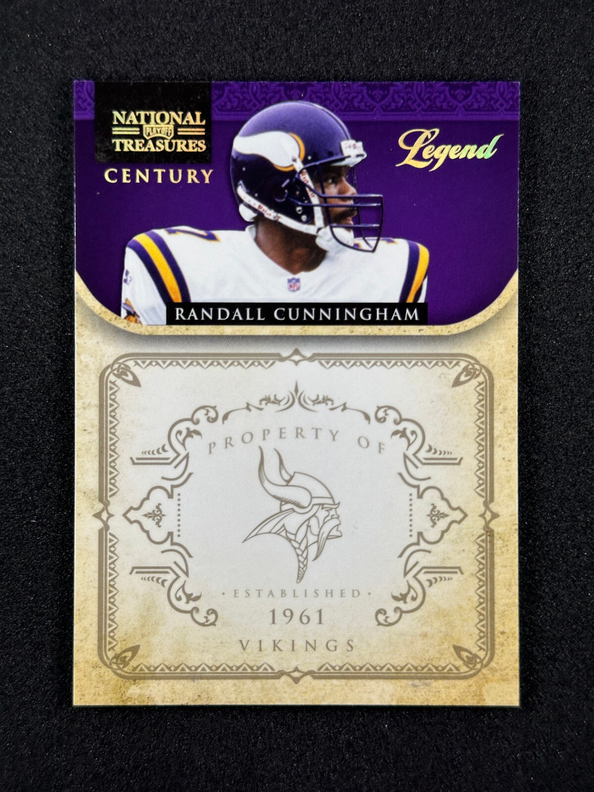 2011 National Treasures Century Gold #184 Randall Cunningham 7/10 Number Match