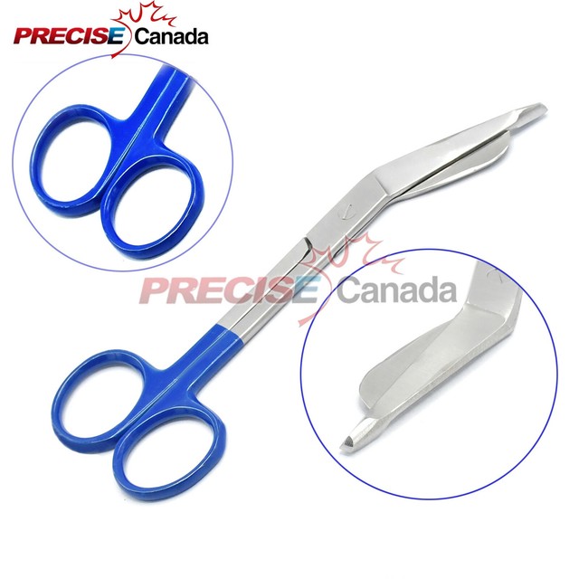 Bandage Scissors 5.5inch Angled Blades with Safety Probe Blue Coated