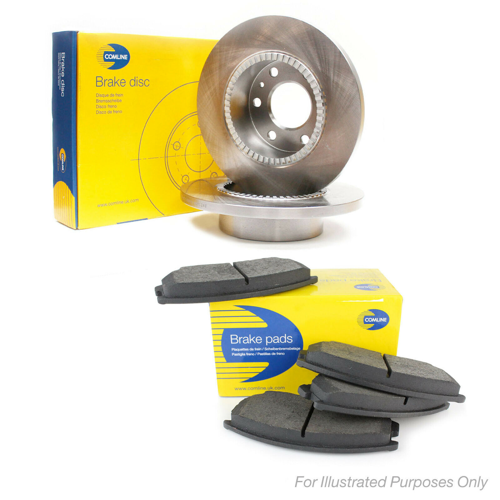 Genuine Comline 4 Stud Rear Solid Brake Disc & Pad Kit - ADC1056 & CBP31320