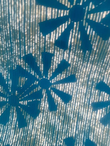 vintage 1960s 50s funky fun starburst wallpaper flocked mcm retro disco blue - Picture 13 of 23