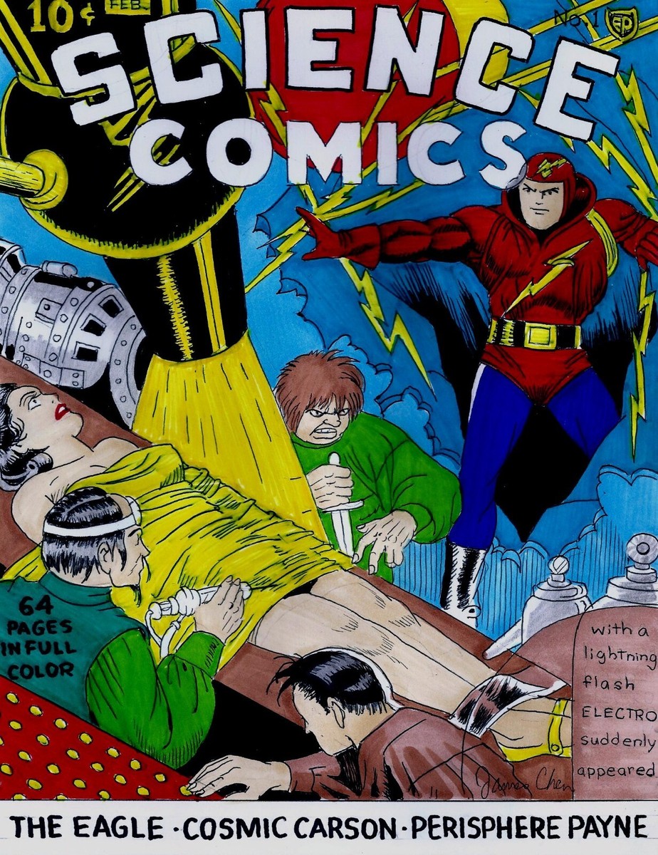 SCIENCE COMICS # 1 COVER RECREATION ORIGINAL COMIC COLOR ART ON