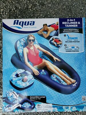 #ad #ad Aqua 2 in 1 Recliner amp; Tanner Inflatable Pool Lounger Float w Removeable Caddy $159.00