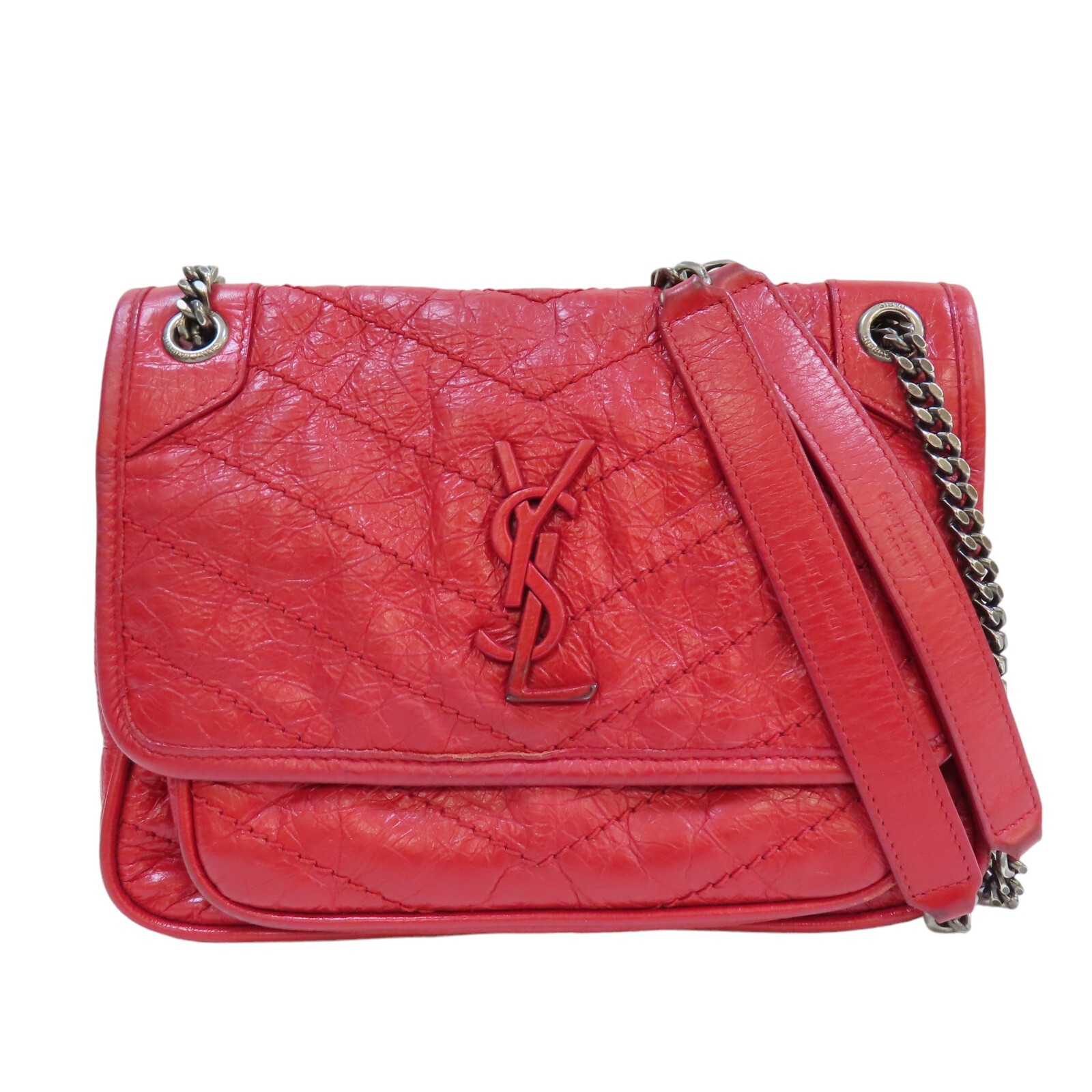 Borsa a tracolla SAINT LAURENT Niki bambino rossa vintage pelle 533037