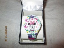 Disney Minnie Mouse Floral Cuff Watch Needs Battery New