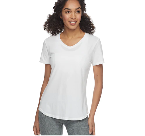 T-shirt yoga Tek Gear Easy scollo a V - taglie: M, L - nero, bianco, viola burnout - Foto 5 di 6
