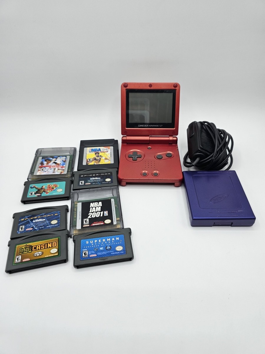 Nintendo Game Boy Advance SP Handheld System - Red With 9 Games