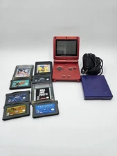 Nintendo Game Boy Advance SP Handheld System - Red With 9 Games And Charger