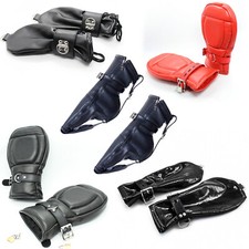 PU Leather Mittens Restraints Dog Paw Gloves Lockable Padded Bondage Adult Game