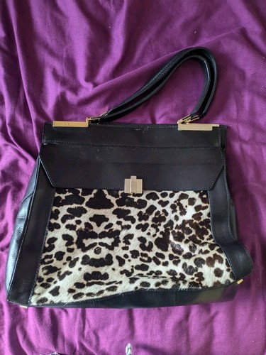 Damska duża torebka damska z nadrukiem lamparta czarna ręczna na ramię - Zdjęcie 2 z 7