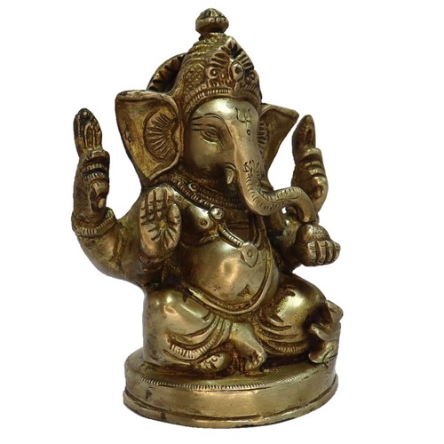 Lord Ganesha Ganpati Statue Handmade Brass Decorative Figurine for Home & Office - Picture 3 of 6