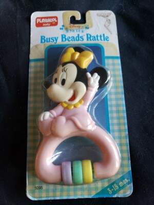 Playskool Minnie Mouse Rattle Busy Beads Disney Babies Baby 1989 Vintage New