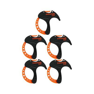 CableCuff Pro 5 Pack Ergonomic Cable Ties with Push Button Release Black Orange