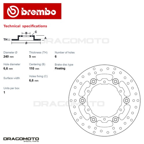 KTM ADVENTURE ABS 990 2006-2012 Disco Freno Posteriore BREMBO Flottante - Photo 3 sur 5