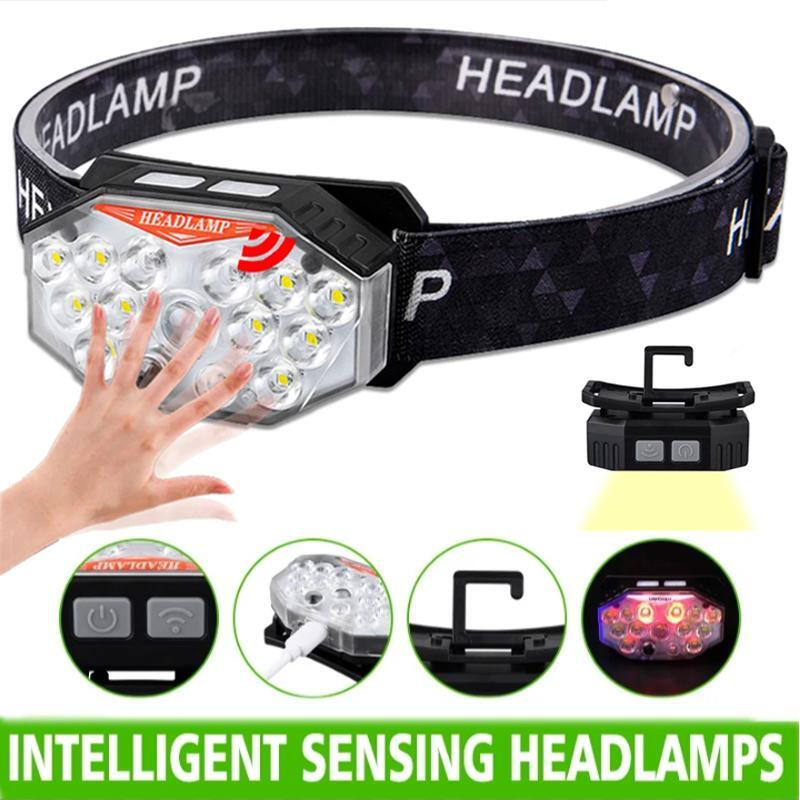 Headlamp USB Type-c Rechargeable LED Battery Waterproof Plastic Multicolor